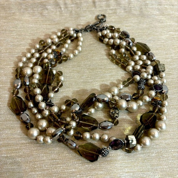 STELLA & DOT Glass Stone Pearls Sparkly Short Necklace - Picture 1 of 8